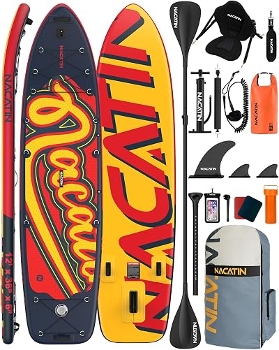 NACATIN 12ft Large Inflatable Stand Up Paddle Board 36 Wide with Seat