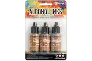 Ranger Earthtones Alcohol Ink 5 Ounces 3 Pkg Cabin Cupboard Caramel Ginger Latte Colors
