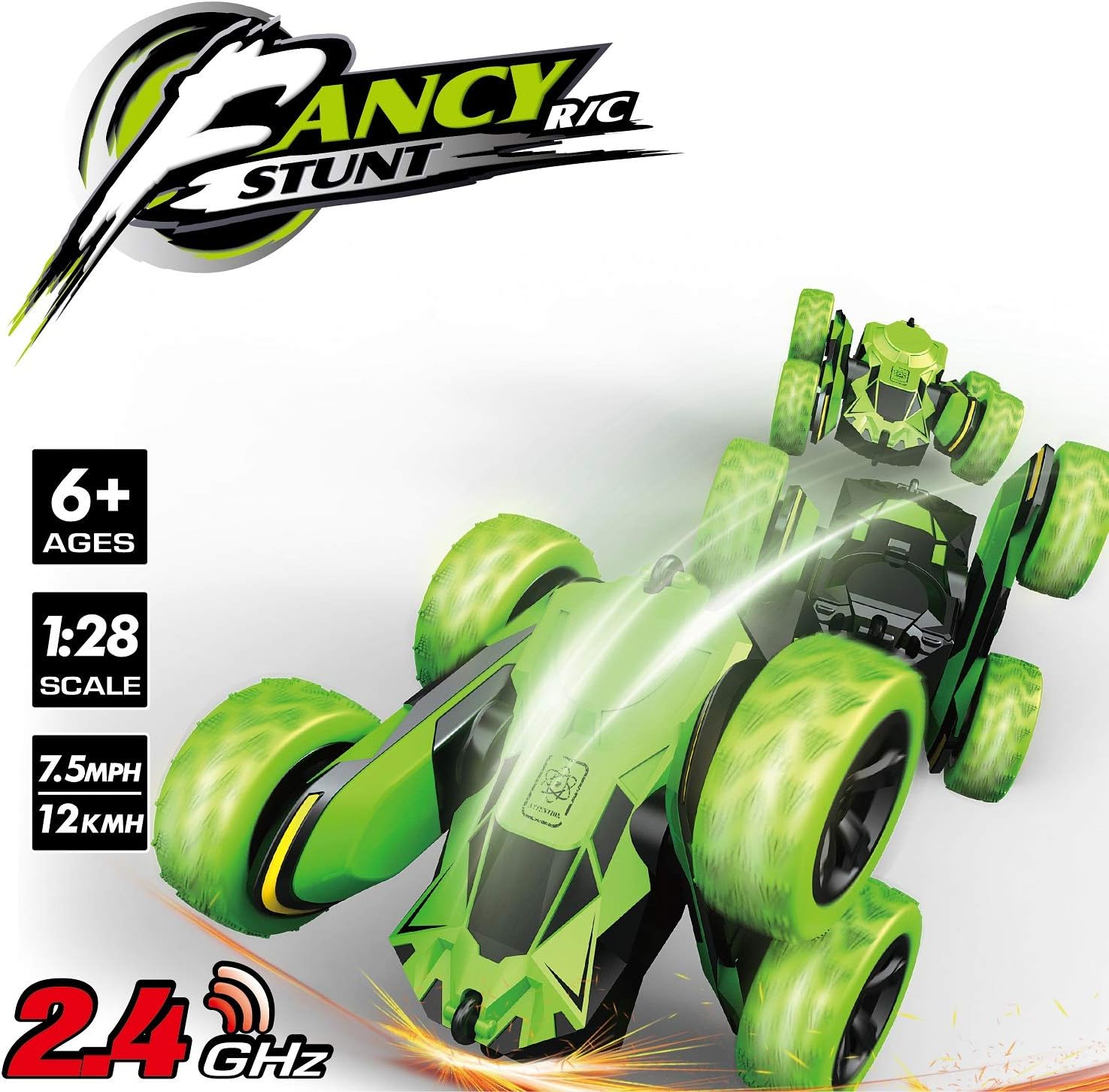 Threeking Rc Cars Stunt Car Toys for Kids Boys & Girls Ages 6+ Remote Control Car 1/28 4WD 2.4Ghz Double Sided 360° Flips Rotating Rechargeable Outdoor Indoor Toys: Toys & Games