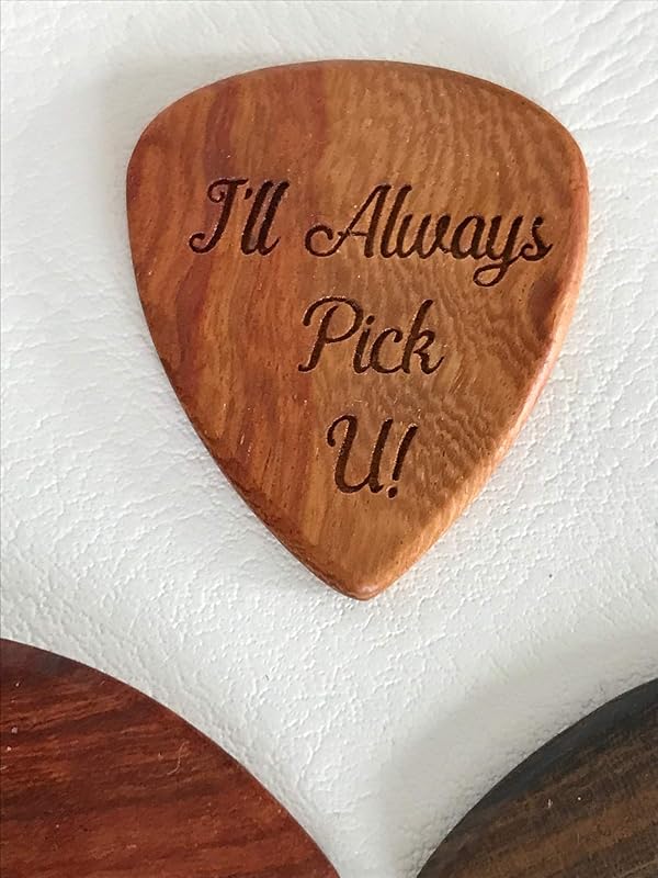 Genuine Solid Wood Laser Engraved Guitar Pick, Cherry Wood