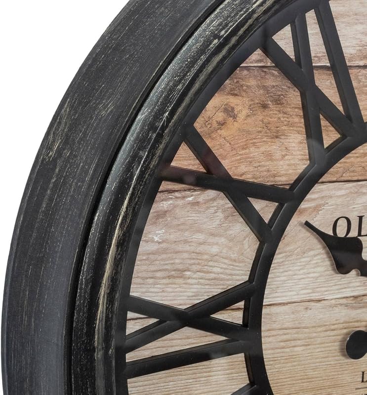 JJA Wanduhr, Retro-Stil, industriell, geprägt, Durchmesser 50 cm, Braun — Foto 4 von 4