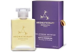 Aromatherapy Associates De-Stress Muscle Bath and Shower Oil, Natural Body Oil for Deep Relaxation and Comfort, Hydrating Body Made with 3 Essential Oils (1.86 oz)