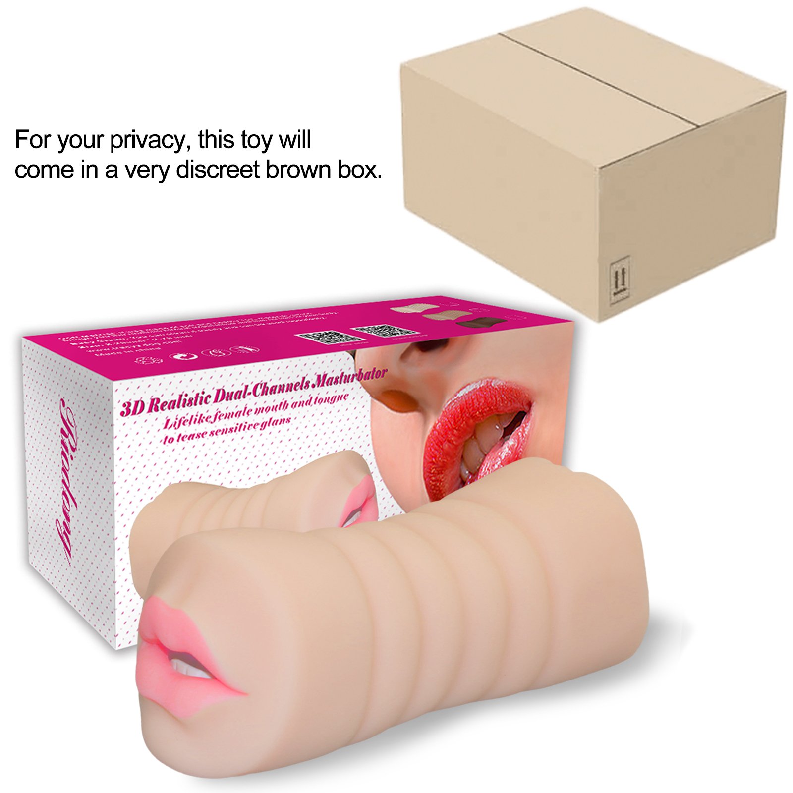 Blowjob Vagina Masturbieren Taschenmuschi Masturbator Lustmuschi mit Realistische Vagina & Mund mit Zunge und Zähne 3D Gesicht Sexpuppen für Männer Muschi Masturbation