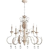 Quorum International 6444-6-70 Venice 6 Light Chandelier, 33.25" x 13.3" x 18.05", Persian White