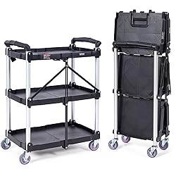 VEVOR Foldable Utility Service Cart, 165LBS 3 Shelf