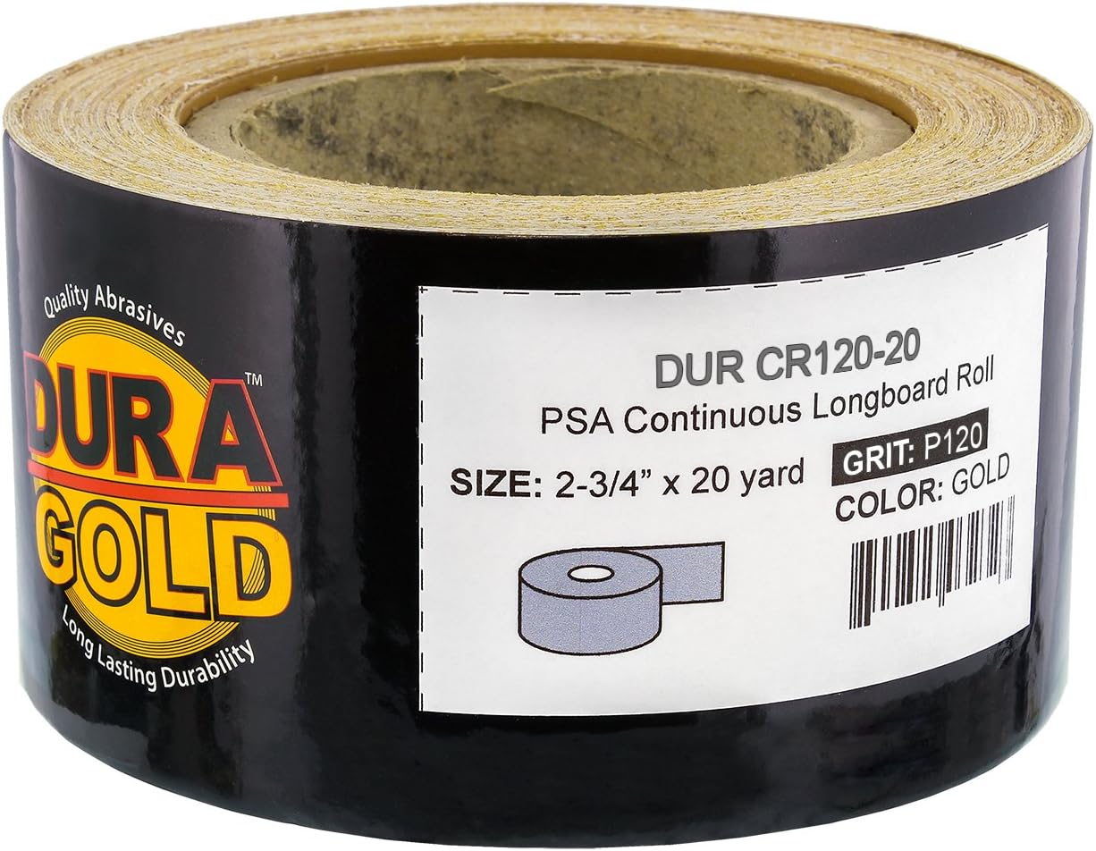 Dura-Gold - Premium - 80 Grit Gold - Longboard Continuous Roll 20 Yards long by 2-3/4" wide PSA Self Adhesive Stickyback Longboard Sandpaper for Automotive and Woodworking: Automotive