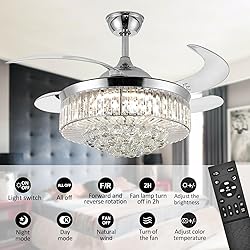 Panghuhu88 36" Invisible Ceiling Fan Chandelier