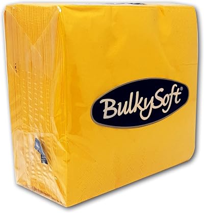 BulkySoft 2Ply Yellow Paper Serviettes 33x33 cm Pack of 100