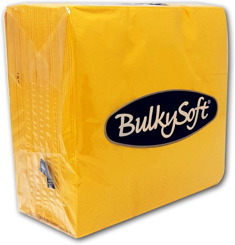 BulkySoft 2Ply Yellow Paper Serviettes 33x33 cm Pack of 100