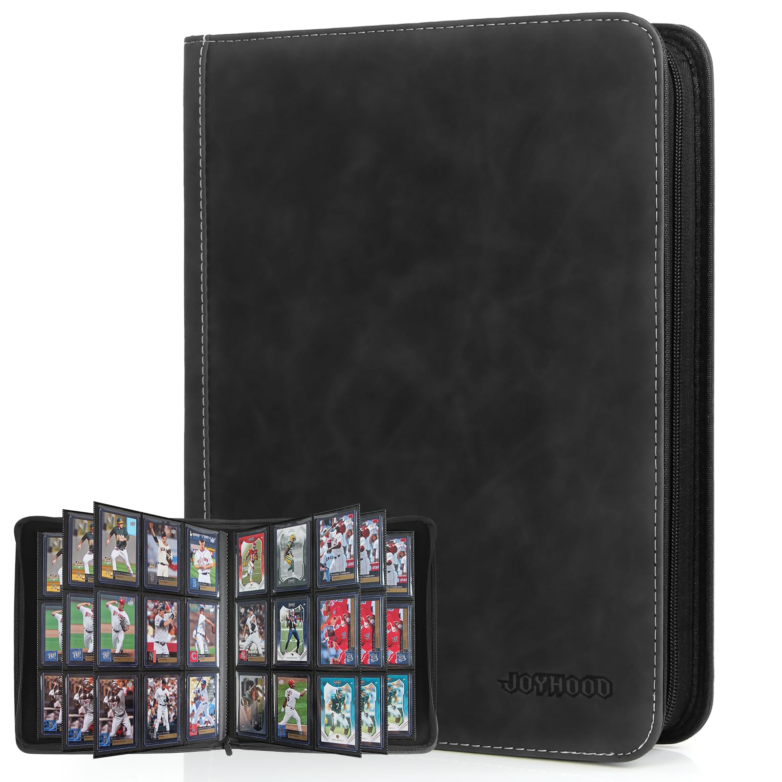Photo 1 of JoyHood Top Loader Binder - 9 Slot Trading Cards Collection Album with Sleeves - Holds 252 Top Loaders, Top Loader Storage Holder for Sports Card, Not for Cards WITHOUT a Top Loader, Black