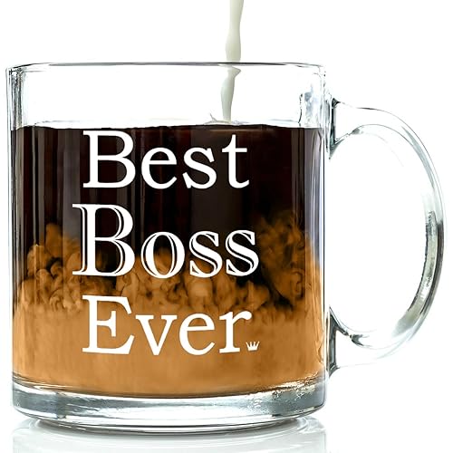Best Boss Ever Glass Coffee Mug 13 oz Unique Christmas Gift For