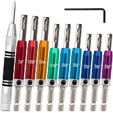 K Kwokker Self Centering Drill Bit Set with Center Punch, 1/4" Hex Shank | 5/64"&ndash;1/4" Vix Bit; Color Coded; Bevel Tip Bits; Storage Case; For Wood, Metal, Aluminum, Cabinet &amp; Window Hinge Installation