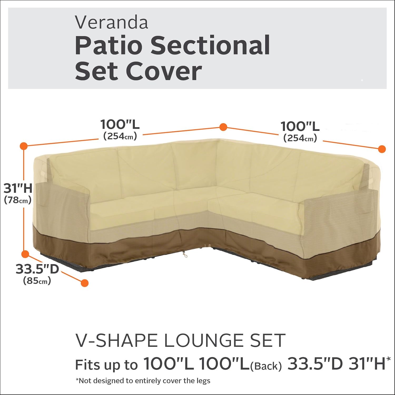 Classic Accessories Veranda Patio VShaped Sectional Sofa Cover V