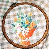 LAMXD 4 Sizes Imitated Wood Display Round Embroidery Hoop Set with Gold Eye view 4
