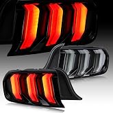 VLAND LED Tail Lights Compatible For Ford Mustang 2015-2023 6th Gen (Sixth generation), With Red Sequential Turn Signal, Driver &amp; Passenger Side, Smoked Lens Style