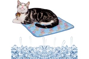 SEIS Dog Ice Pad Ice Silk Cats Kennel Mat Pet Cooling Pad Summer Cool Bamboo Mat Breathable Pad (Blue, S