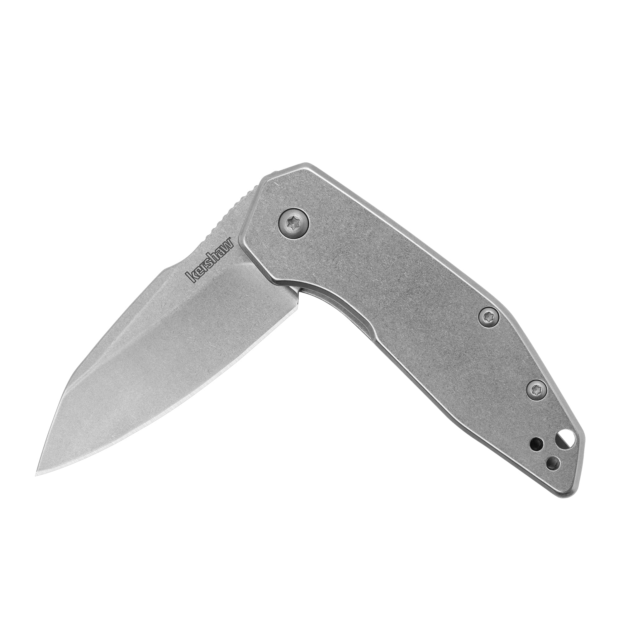 Photo 1 of Kershaw Gravel Pocket Knife EDC, 2.5" 8Cr13MoV Steel Reverse Tanto Stonewashed Blade, Black Handle, Pocketclip
