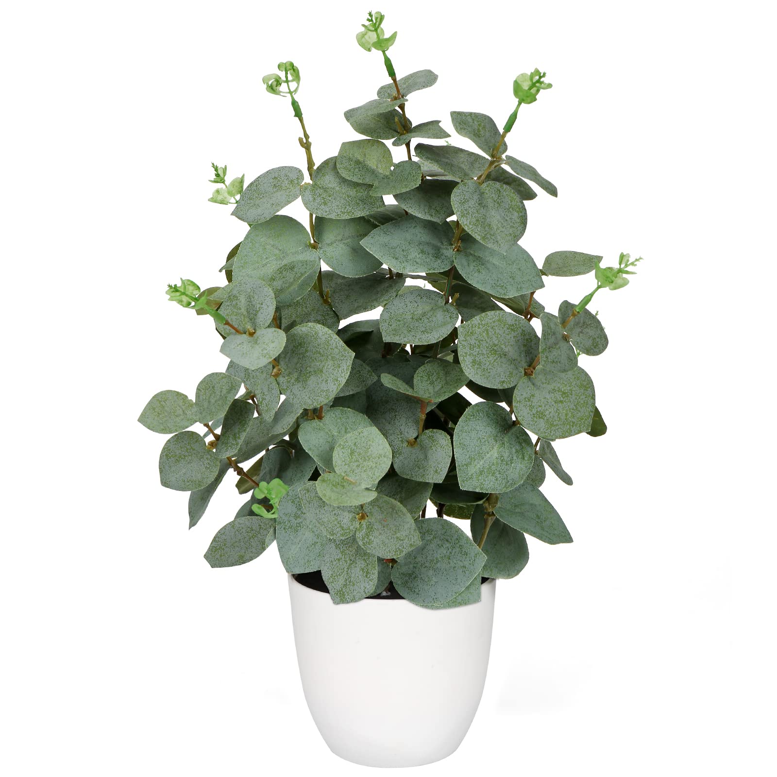 Oairse Artificial Eucalyptus Plant in White Pot 36cm Fake Potted Plant for Home Decor Realistic Artificial Greenery Indoor Faux Plants for Shelf Tabletop Office Kitchen Bathroom Decoration