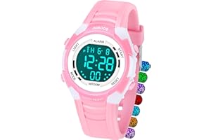 Juboos Kids Digital Watch for Boys Girls 5-18, 7 Colors LED Light Kids Sports Outdoor Wristwatch, 5 ATM Waterproof Watch with Alarm,Stopwatch