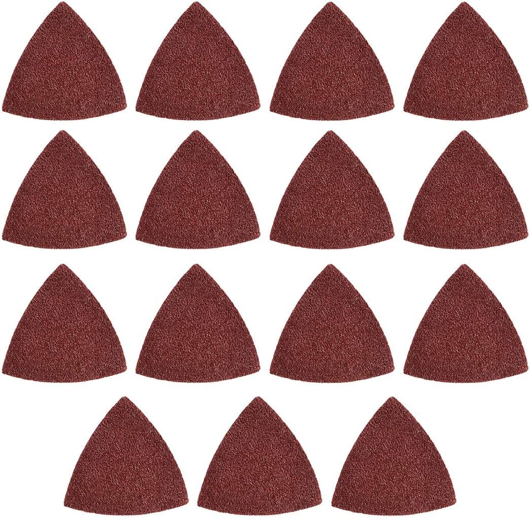 TA-VIGOR 15Pcs 40 Grit Detail Sander Sandpaper Triangular Sanding Hook and Loop Abrasive Paper Multi Tool Sanding Pad for Wood Furniture — image 1