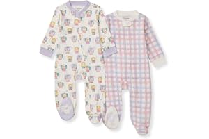 Burt's Bees Baby Girls Footed One-Piece Pajamas, Sleep and Play Loose Fit, 100% Organic Cotton, Sizes NB to 6-9 Months