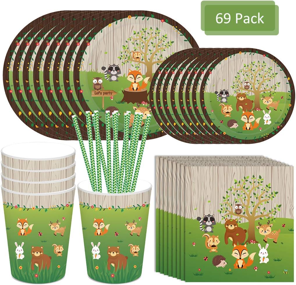 Hot Sale Online Nei Forest Animal Theme Tableware Set 69pcs Kids Birthday Party Supplies Including Animal Plates Paper Cups Plates Napkins Straws For Kids Animal Themed Party Decoration Serves 8 70 Off Www Flexiforce Com