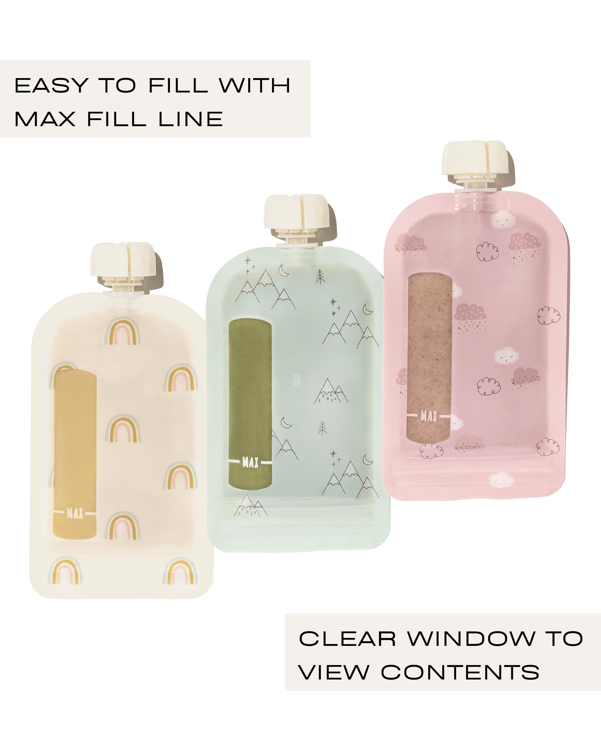 Hippypotamus Reusable Baby Food Pouches for Toddlers - BPA Free Food Grade - Dishwasher & Freezer Safe - Baby Food Containers - Refillable Squeeze Pouch For Applesauce & Yogurt - 12 Pack (Rainbows)