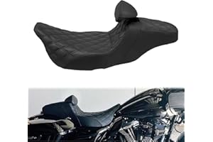 MOTOSIKLETA One-Piece Driver Passenger Seat Motorcycle 2-up Seat With Driver Backrest Cushion Pad Fit for Harley Touring Electra Glide Road King Road Glide Street Glide 2009-2023 (Black Stitching)