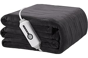 REYYNIO Electric Heated Blanket 72"x84" Full Size, Soft Coral Fleece with 4 Heating Levels and 10 Hours Auto-Off, Machine Washable, Cozy Plush Fabric for Home, Dark Gray