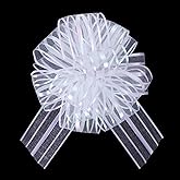 12 Pcs 6-Inch White Organza Pull Bows โ Christmas Bows,Christmas Bows for Gift Wrapping,Elegant Wedding & Party Decorations, Gift Wrapping, Car Bows, Christmas & Valentine's Day Accessories