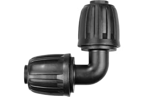 JOYPRO Drip Irrigation Fittings for 1/2 inch Tubing (0.60"-0.63"OD), 12 Pieces Barbed Elbow Drip Parts Locked Elbow Connectors, Drip Line Nuts Connectors for 1/2" Drip Irrigation Hose(Black)