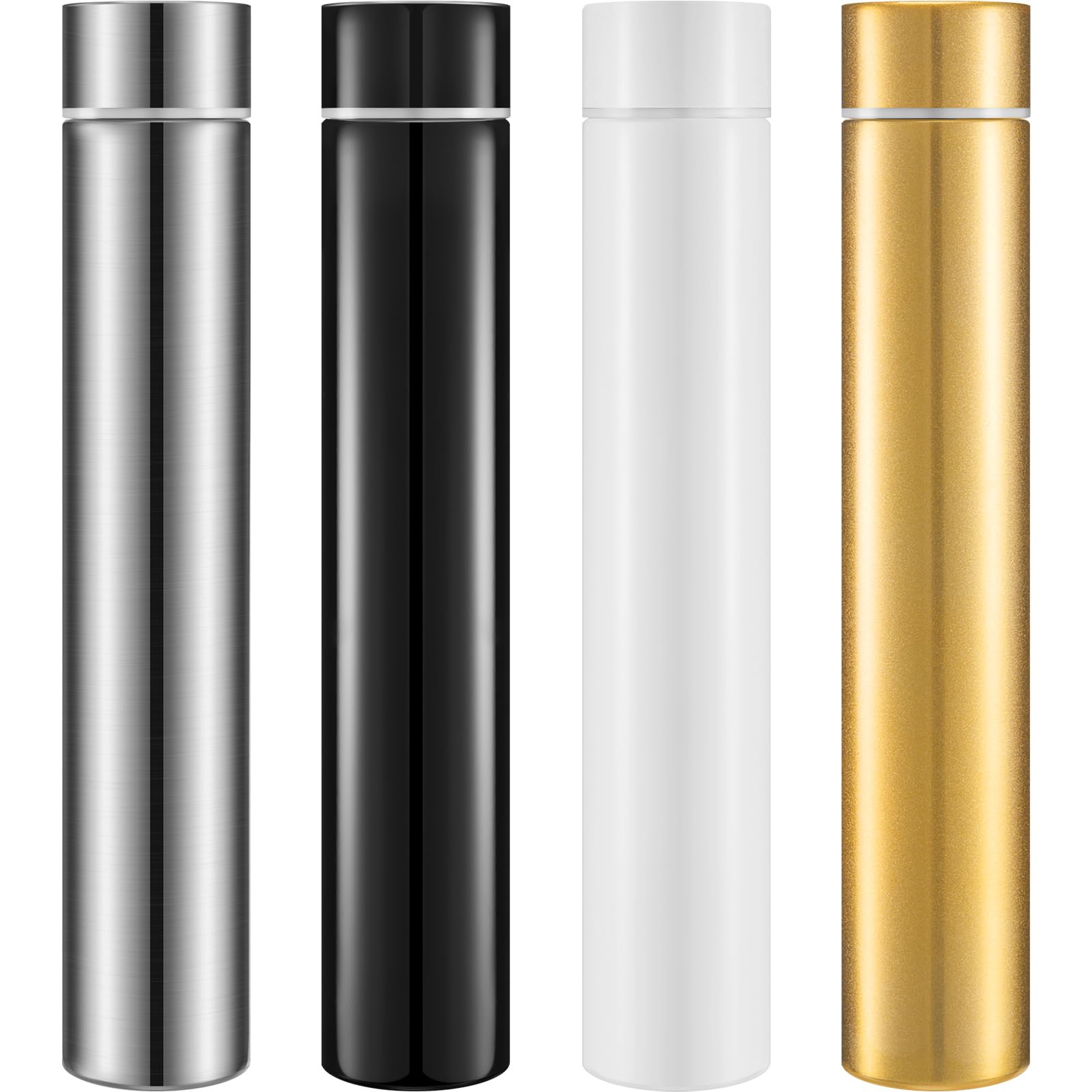 Photo 1 of Hsei 4 Pcs Skinny Insulated Water Bottle 10 oz Stainless Steel Leak Proof Slim Water Bottles Portable Sports Drink Bottle for Travel Sports, Black, White, Gold, Original Color