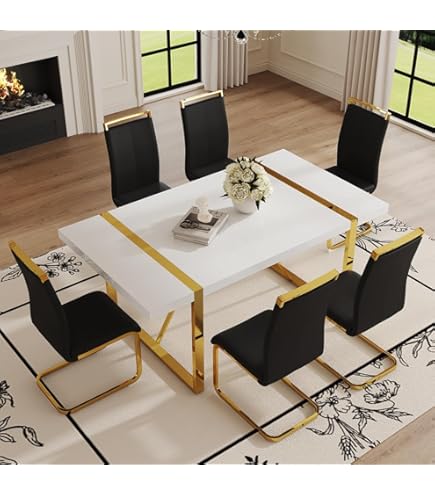 thumbnail interactive-video image 1 of Ebullient 79 Inch Marble Dining Table | 3.5" Thick Tabletop | Seats 6-10 People | Modern White Dining Table 1 of 9