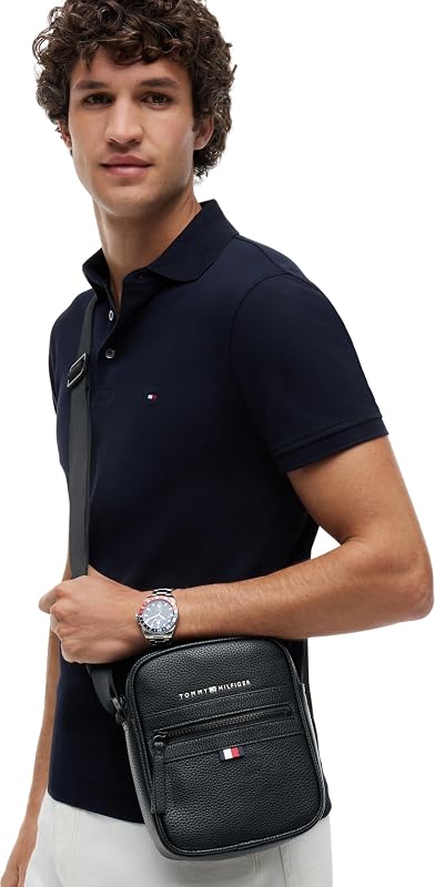 Sac à Bandoulière Homme Essential PU Mini Reporter Petit, Noir (Black), Taille Unique