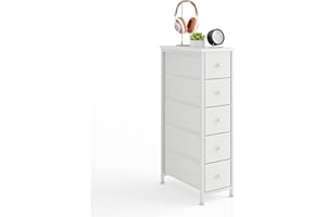 MUTUN Narrow Dresser with 5 Drawers, Night Stands for Bedroom, Slim Chest of Drawers for Closet, Living Room, Bathroom, Commo
