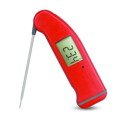 ETI SuperFast Thermapen 4 Thermometer mit patentiertem, automatischem, 360° drehbarem Display (Rot)