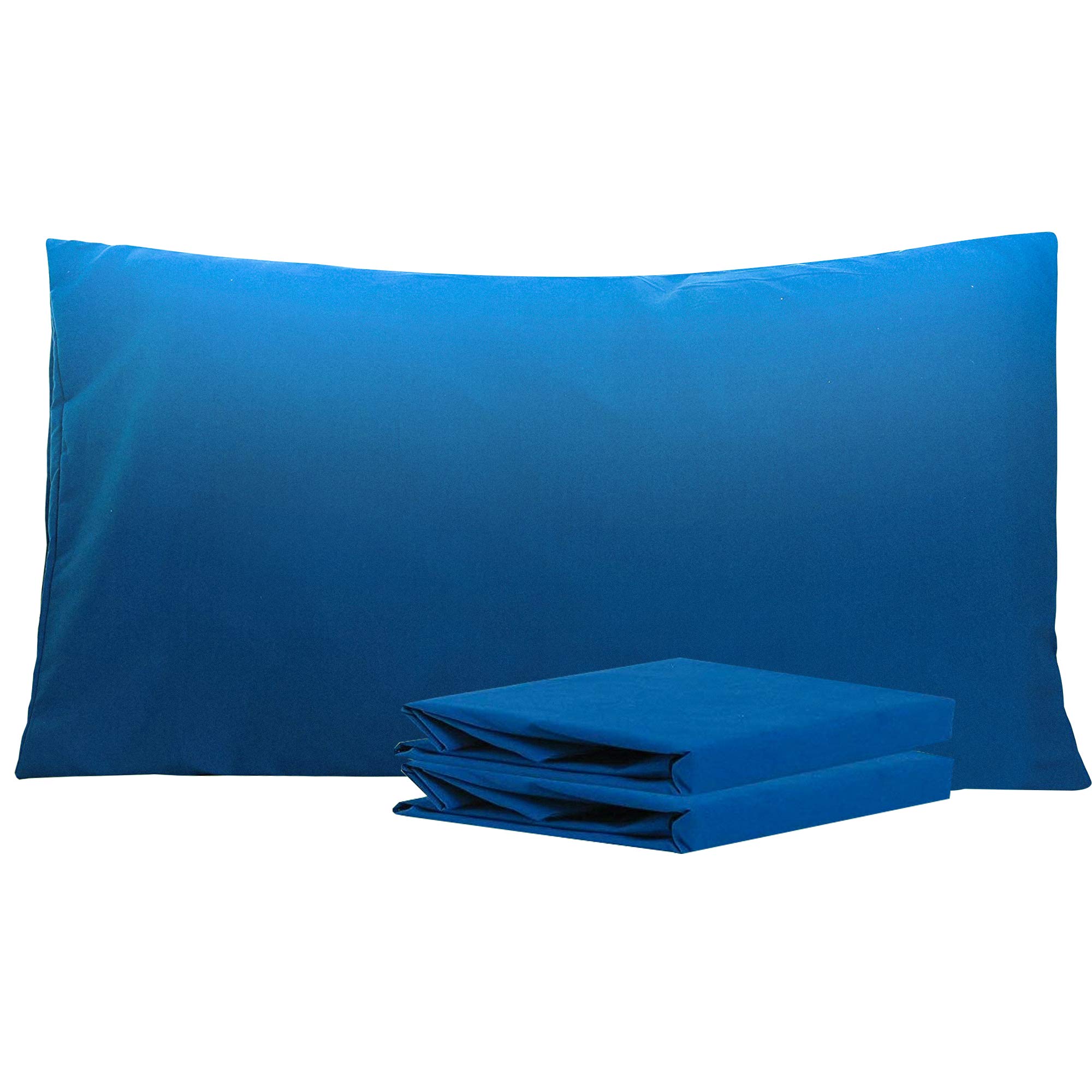NTBAY 2 Pack 100% Brushed Microfiber Plain Pillowcases, 1800 Super Soft and Cozy, Wrinkle, Fade, Stain Resistant with Envelope Closure Bed Pillow Cases, 50x90 cm, Cobalt Blue