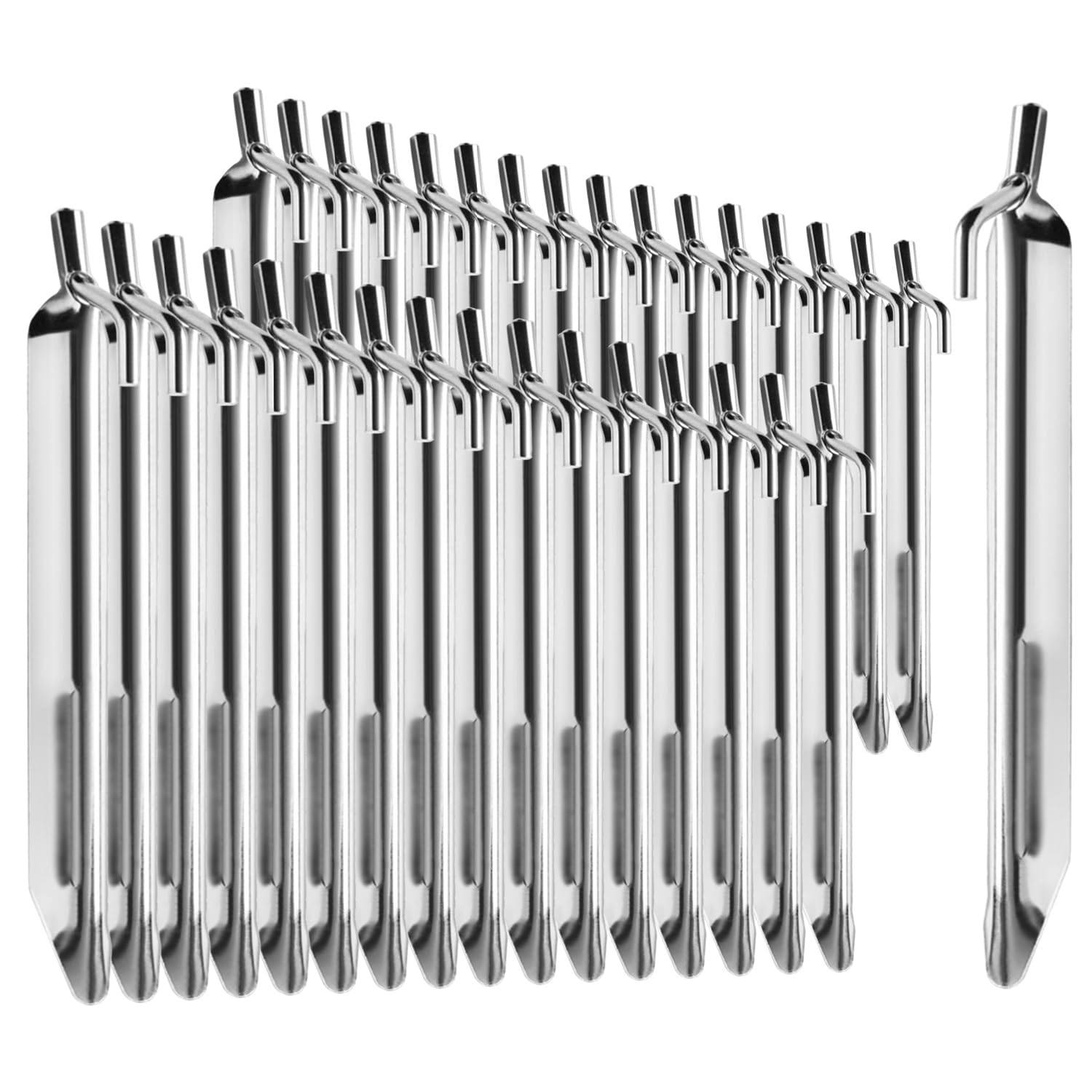 COM-FOUR® 32x tent pegs made of steel - robust V-shaped ground pegs for camping and outdoors - ideal for normal ground