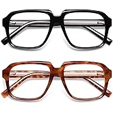 AMOMOMA Oversized Square Reading Glasses for Women,Men,Men Blue Light Blocking Computer Readers Spring hinge AM6185
