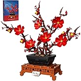 LANGLICHUN Plum Blossom Building Blocks Sets Artificial Bouquet Flowers Models Botanical Collection Home Decor Office fors Adult Gifts for Valentines Mother's Day Christmas 692 PCS