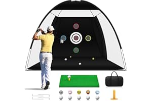 VIXFLUX Golf Net, Golf Practice Net with Golf Hitting Mat, Home Golf Hitting Aid Nets for Backyard Driving Chipping Swing Training with Target/Balls/Tee/Bag Golf Accessories Gifts for Men/Golf Lovers
