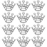 Tinksky 12pcs Fashion Diamante Wedding Party Pageant Tiara Crown Corsage Brooch Pin for Wedding Valentine's Day Gift DIY (Silver)