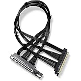 GIGA-MEGA PCIe 5.0 X16 Riser Cable Right Angle Left Angle Straight Flexible Bundle Cable for AI Server 50-60 CM Length Black and White (Black, Right Angle 50cm)