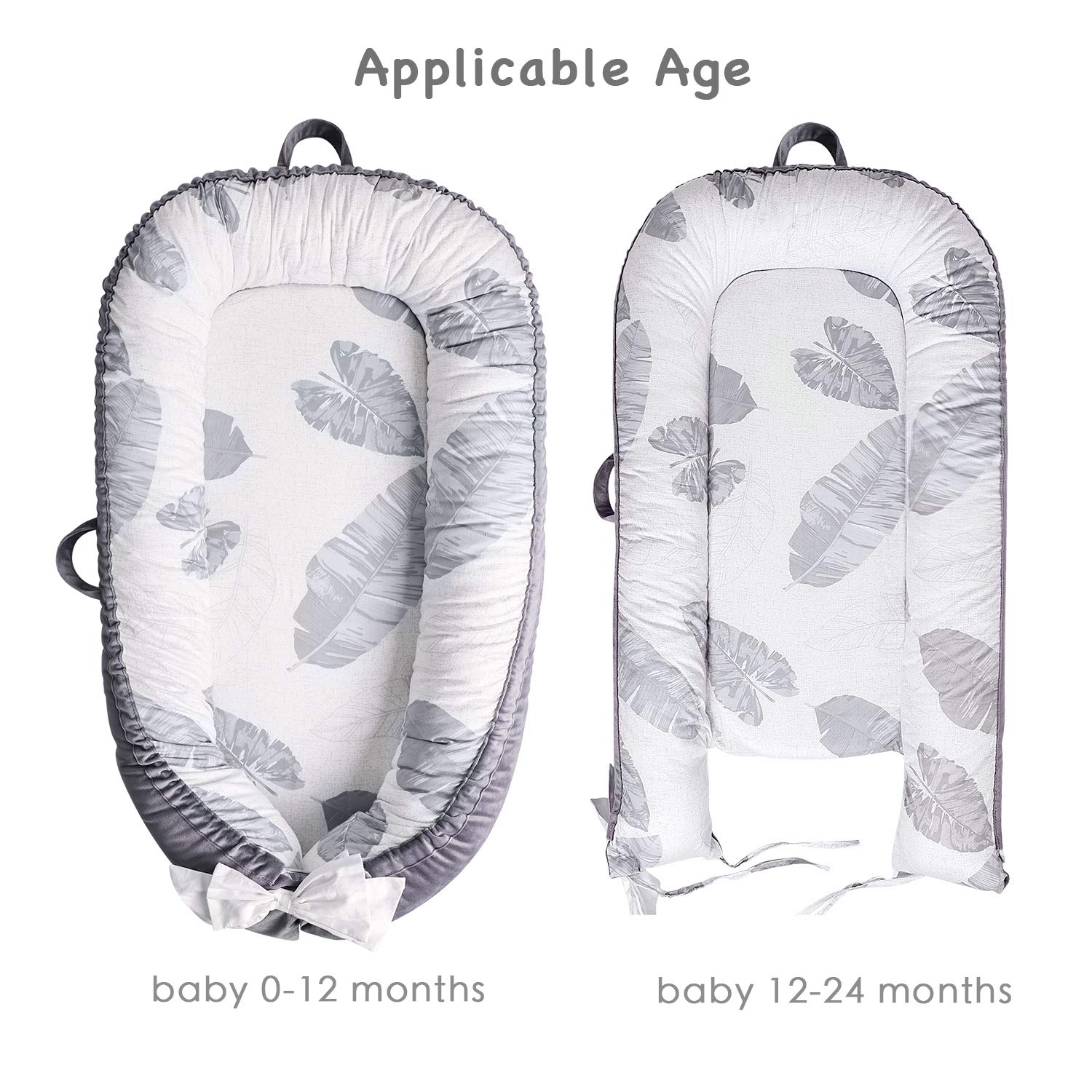 Baby Lounger, Baby Nest Portable Infant Bassinet 100% Cotton Breathable Co-Sleeping Baby Bed (Leaves): Baby