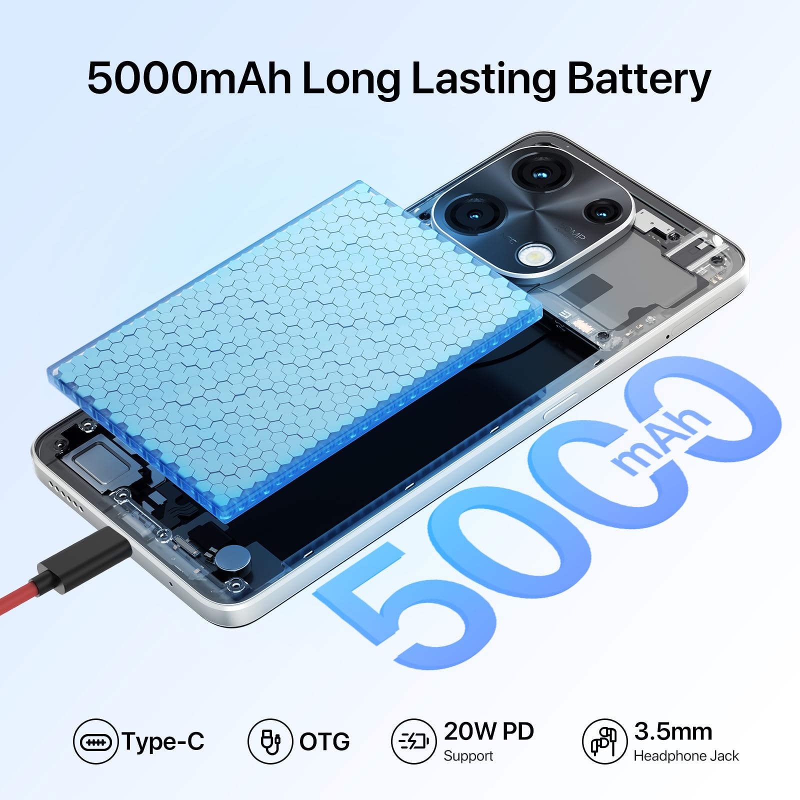 UMIDIGI Note 100 Mobile Phones, (2025) Android 14 Phone, 16(8+8) GB +256GB/1TB Smart Phone, 6.8