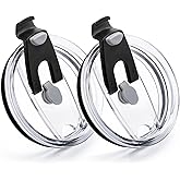 Prurex 30 Oz Tumbler Lids, Replacement Lids for 30oz Yeti Rambler, Ozark Trail and More, BPA Free, 30 OZ Tumbler and 40 OZ Silver Buffalo, Cup Cover (Black 2Pack)