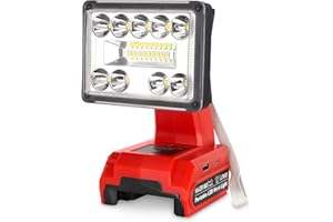 HIPOKE 1000LM Cordless Light for Milwaukee M18 18V Lithium-ion Battery, Portable LED Spotlight with USB & TYPE-C Port, 19W LED Work Light Use for Emergencies, Camping, Outdoor, Indoor