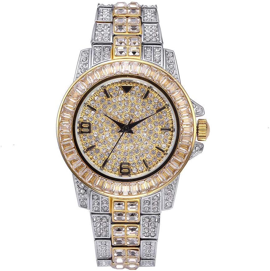 Mens Iced Out Watch Hip Hop Blinged Women Watches Simulated Fully Diamonds Quartz Analog Wristwatch