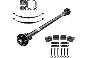 The Trailer Parts Outlet 3500 lb Light Duty Single Trailer Axle Kit with Suspension - Leaf Springs, Hanger & U-Bolt kit (95" Hubface - 80" Spring Center, 5x4.5 Bolt Pattern)