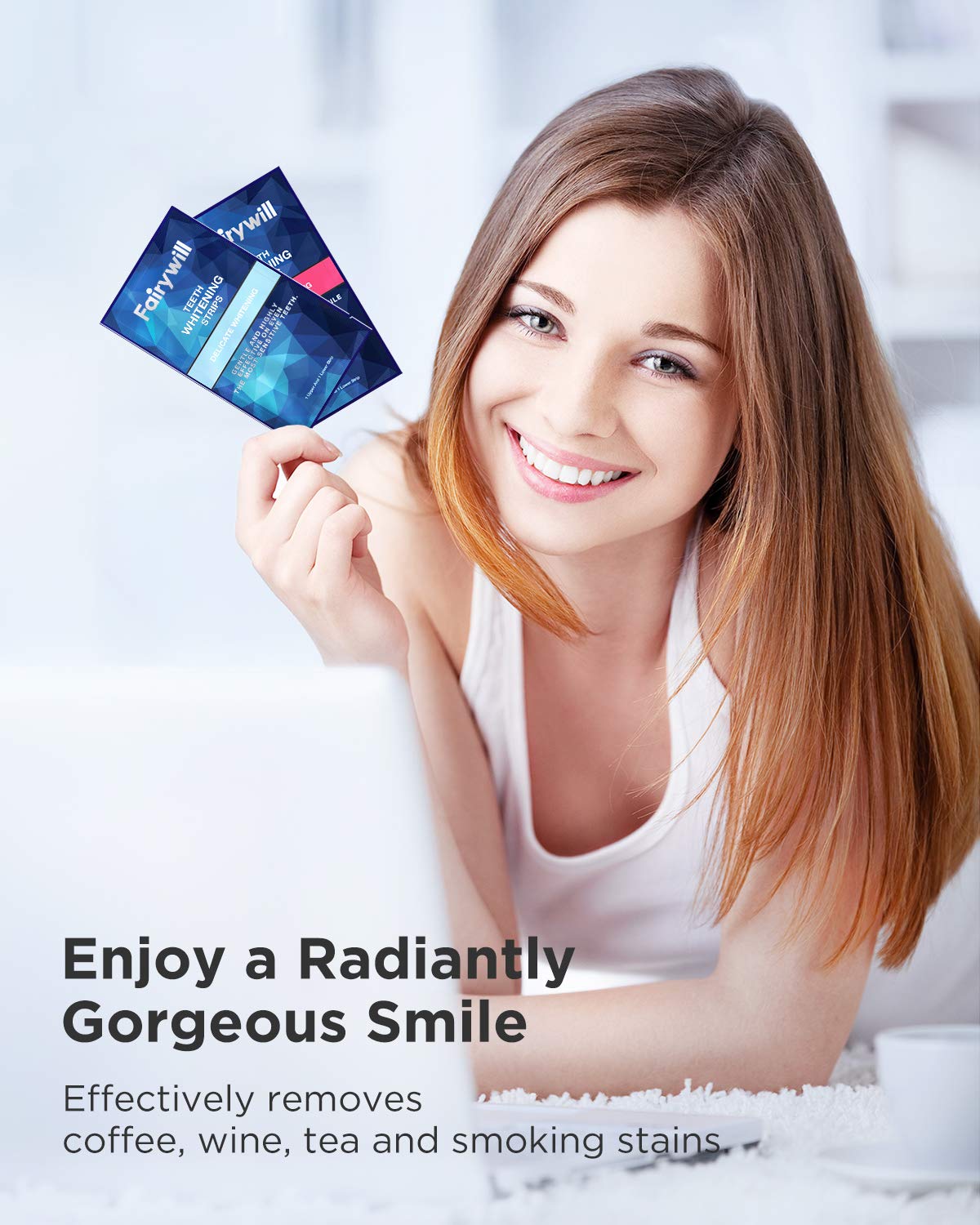 Fairywill Teeth Whitening Strips Pack of 50 pcs, Professional Effect White Strips for Teeth Whitening, Enamel Safe Whitening Strips for Sensitive Teeth, Teeth Whitening Kit Remove Tough Stains: Beauty